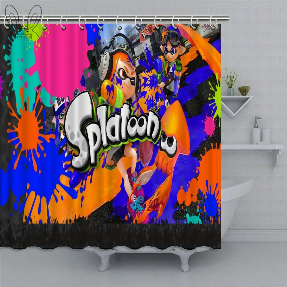Aplysia красочная занавеска для душа ванной комнаты Splatoon 3D Водонепроницаемая