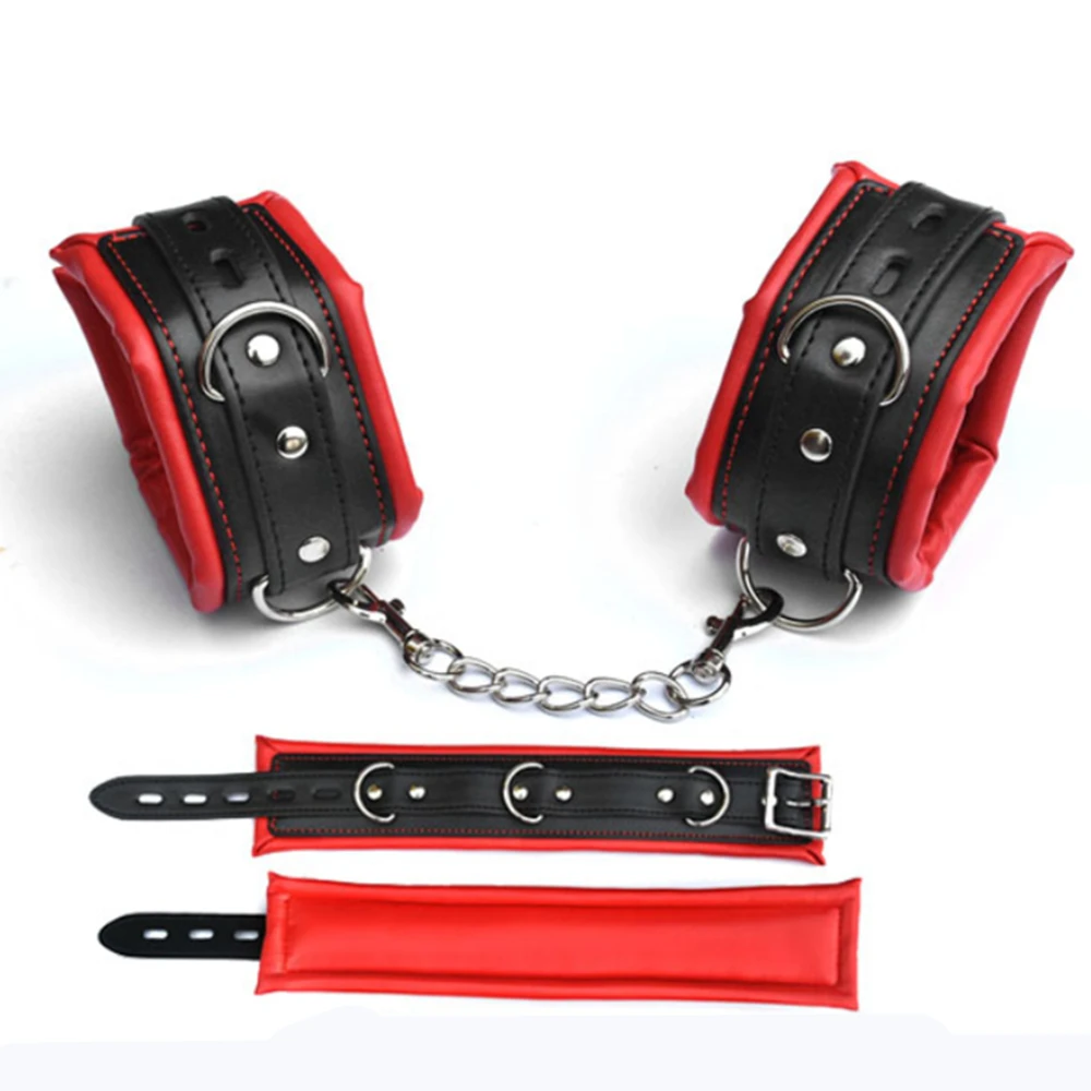 Бондаж раб искусственная кожа наручные лодыжки манжеты удерживающие ремни