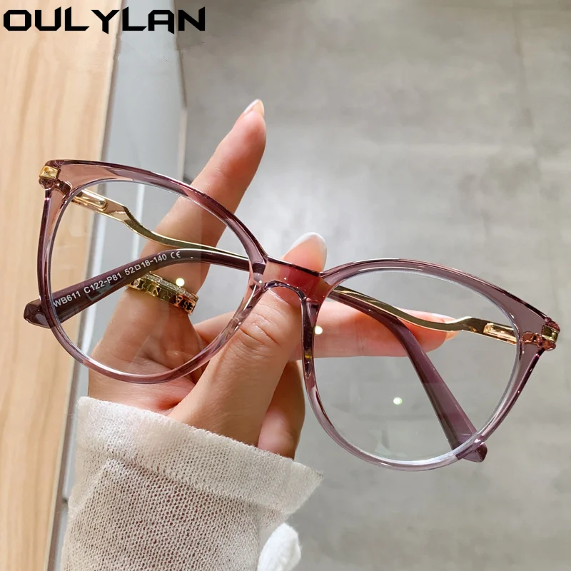 Модные женские ретро круглые оптические компьютерные очки Oulylan