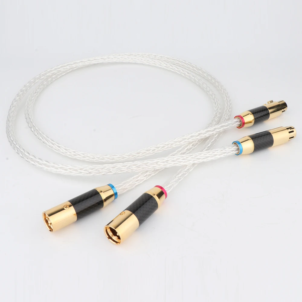 

Monosaudio 8AG OCC Silver Plated Balanced Audio Cable With Black Carbon Fiber Male Female Plug HIFI Interconnect Cable