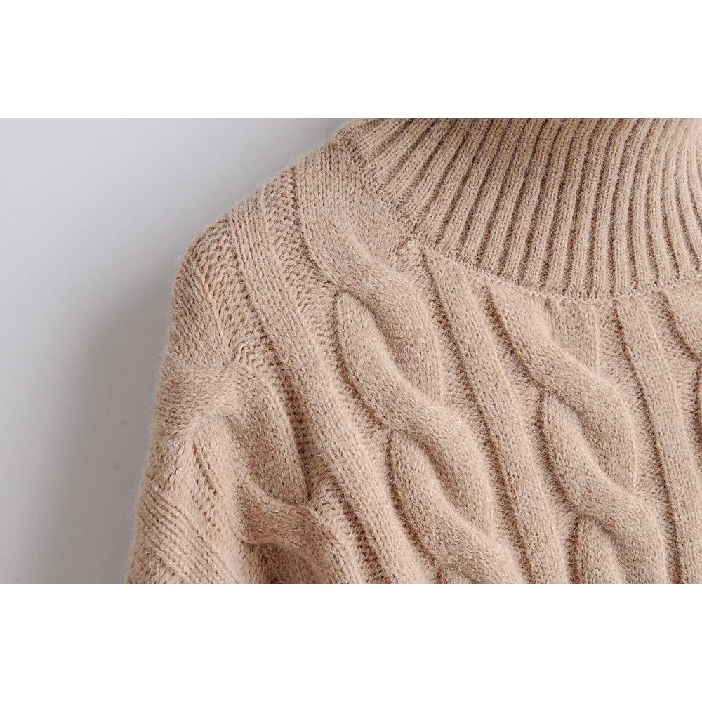 Мода Za женские свитера 2019 зимний женский свитер с высоким воротом повседневный