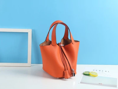Orange Unua amo Brand Women Handbags Fashion High Capacity Basket Bag Ladies Luxury Genuine Leather Bucket Totes Hand Bags - Цвет: Orange