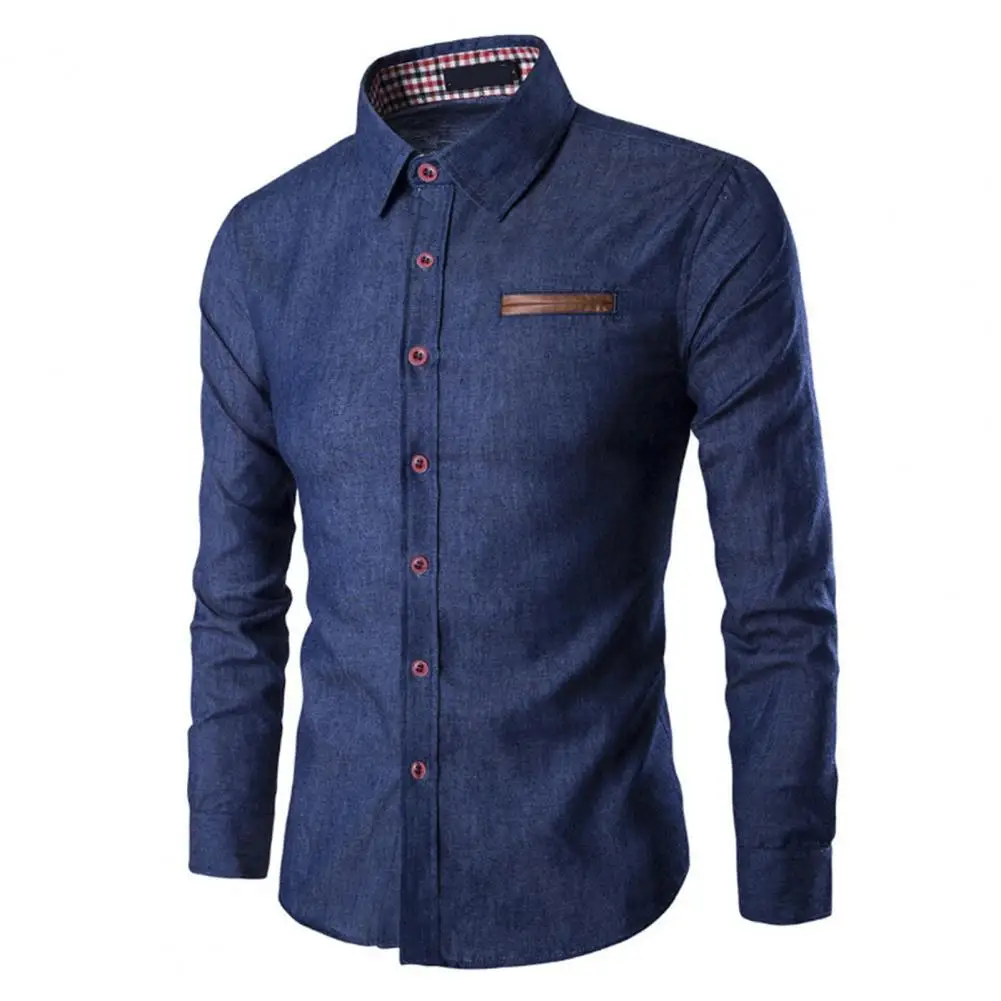 

Summer Men t shirt Solid Color Long Sleeve man's T-shirt Jeans Shirts Breathable Casual Denim Top t shirt for men футболка