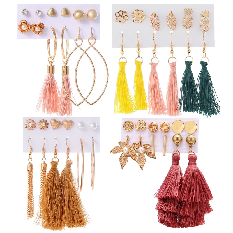 

Tassel Earrings For Women Bohemian Earrings Set Big Geometric Drop Earring Female Fashion Jewelry KJE054
