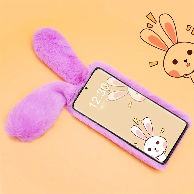 Милый плюшевый чехол с кроличьими ушками для Xiaomi Mi Redmi Note 10 Pro 10S 9 9S 9T 8 7 6 5 5A 4 4X Max