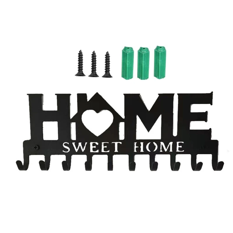 

Key Holder for Wall Mount Sweet Home House Decorative 10 Hook Metal Hanger Clothes Hat Organizer Kitchen Bathroom