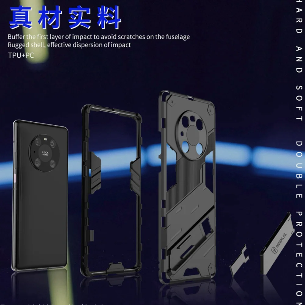 

Shockproof Case For Huawei Mate 30 Bcak Cover Mate30 40 Pro Stand Holder Armor Nova 8 Shell Kickstand Matte Luxury Original Capa