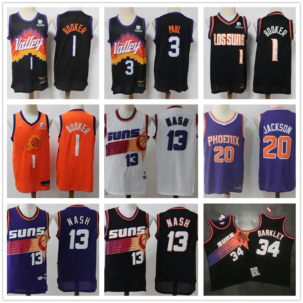 

2021 City Edition Basketball Jerseys Tank Devin 1 Booker Chris 3 Paul 34 Barkley Steve 13 Nash Retro Embroidery Vest Tshirt XXL