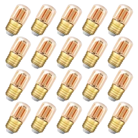t28 edison led light bulb e27 screw base 2200k super warm white light bulbs 220v 1w amber gold tint mini tubular retro led lamps