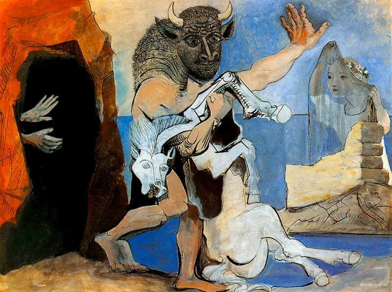 

Pablo Picasso Minotaur and dead horse Art Print Poster grandes para pared oil paintings canvas For Home Decor Wall Art