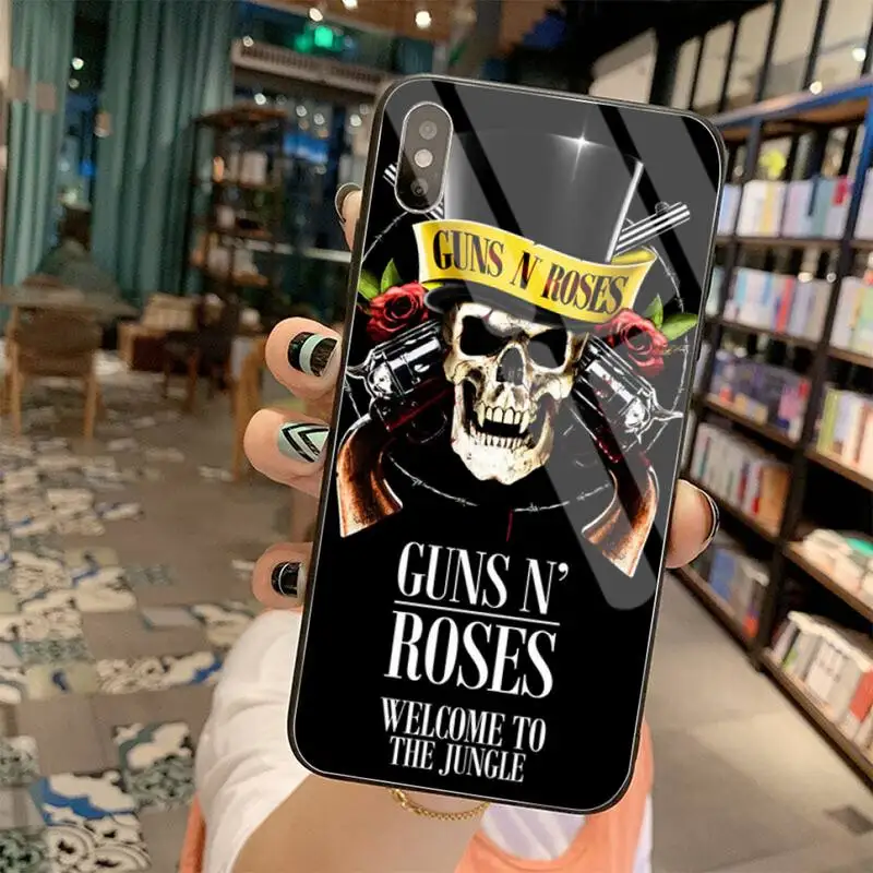 HUAGETOP Guns N Roses Soft Phone Case Cover Tempered Glass For iPhone 11 Pro XR XS MAX 8 X 7 6S 6 Plus SE 2020 case | Мобильные