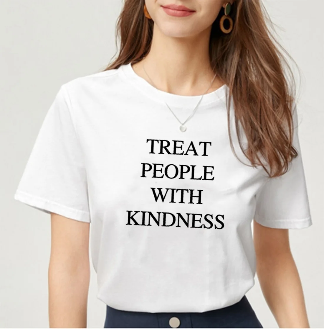

Treat People Kindness Funny T Shirts Women Short Sleeve O-neck Ttee Shirt Femme Ete Casual Tshirt Women Top Loose Camiseta Mujer