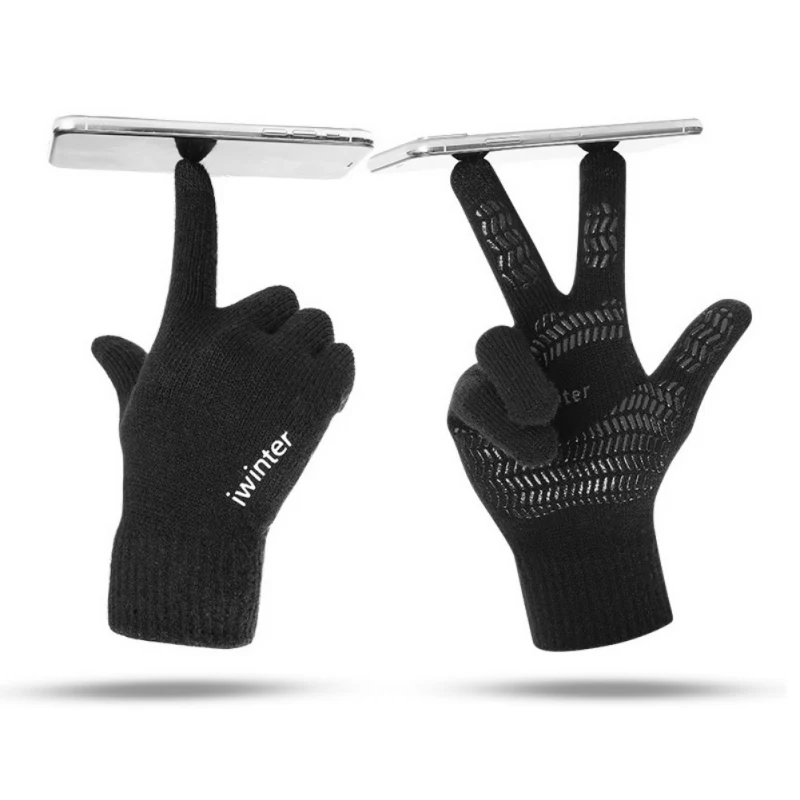 Мужские женские Осенние зимние вязаные перчатки высокое качество сенсорный