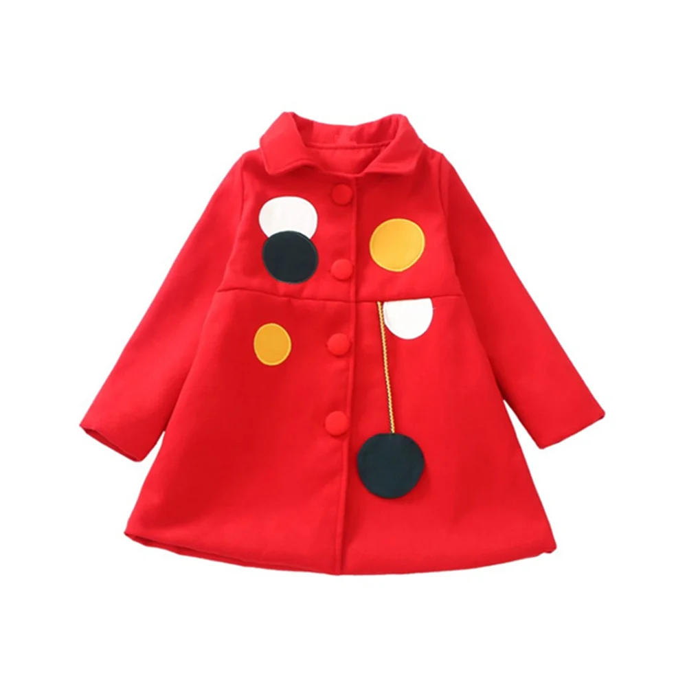 Детское однобортное пальто для девочек осенняя верхняя одежда в горошек из