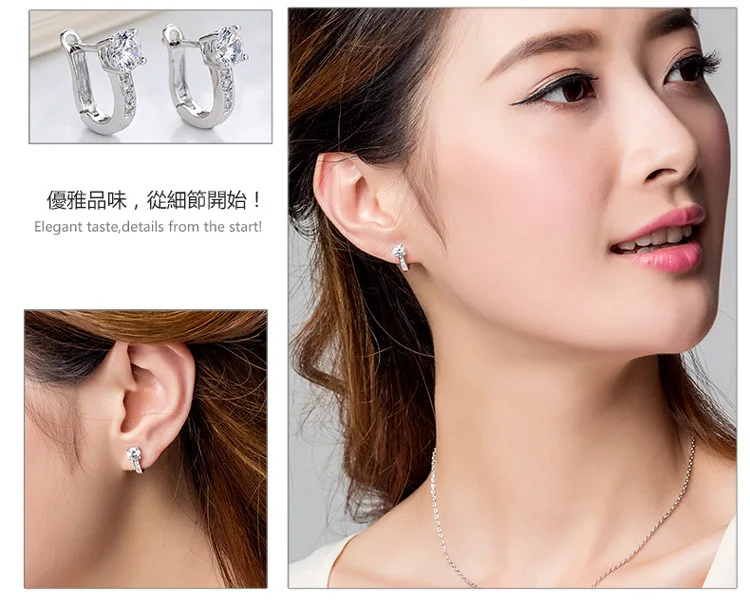 Женские серьги u образного типа с жемчугом и цирконием Серебристые пуговицами