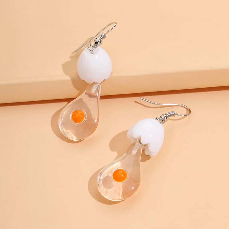 Корейские модные креативные серьги-гвоздики с лампой и сломанным яйцом женские