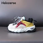 Детские кроссовки без шнуровки, сетчатые, повседневные, брендовые, массивные, для мальчиков и девочек, желтые, на осень