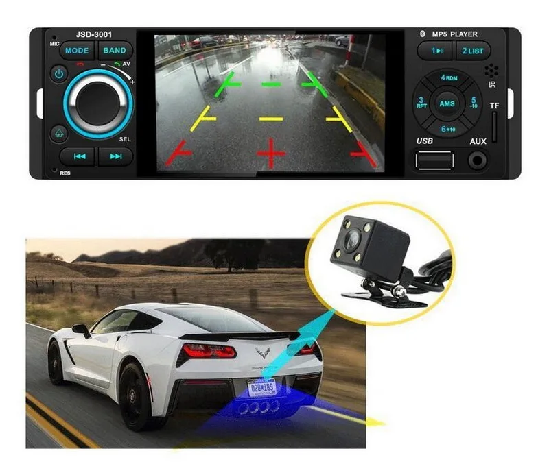 Автомобильный mp5-плеер автомагнитола с камерой заднего вида микрофоном Bluetooth