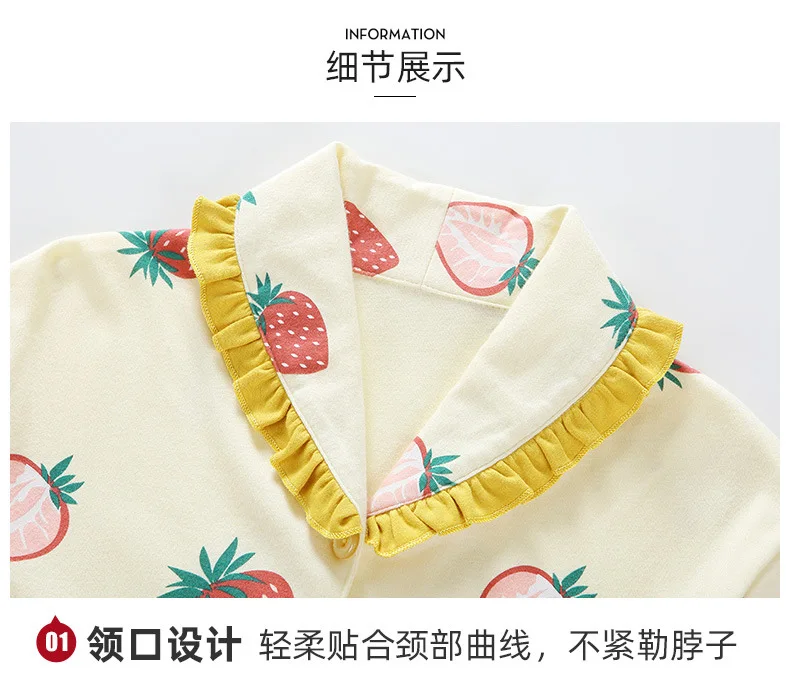 100% хлопок Детские комплекты с длинными рукавами и оборками Домашняя одежда