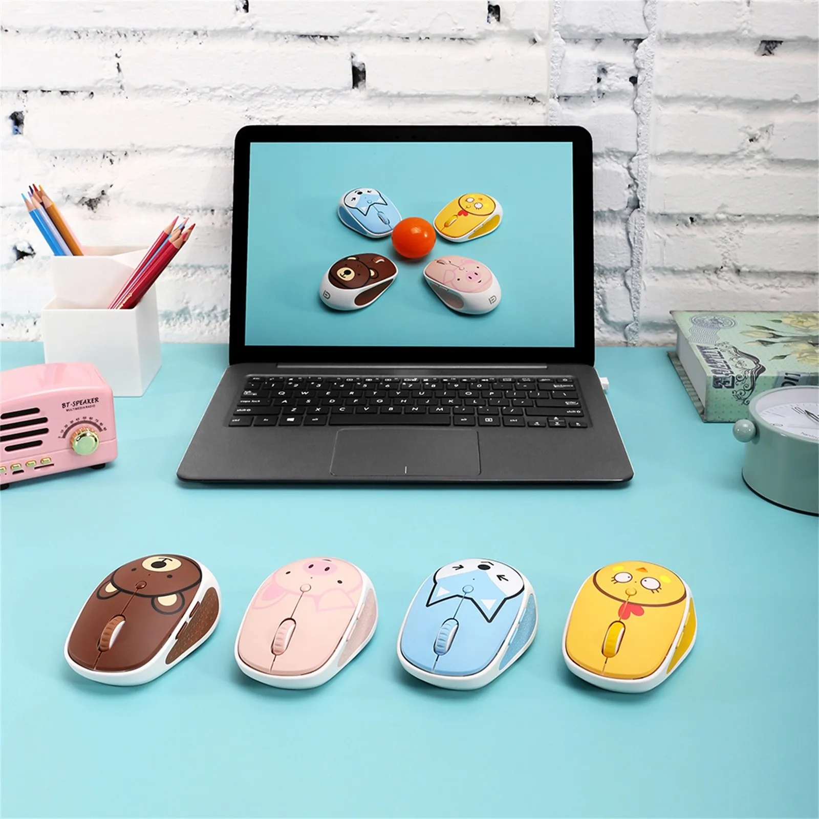 Портативная беспроводная Бесшумная мышь 2 4G мультяшная с животными одинаковым