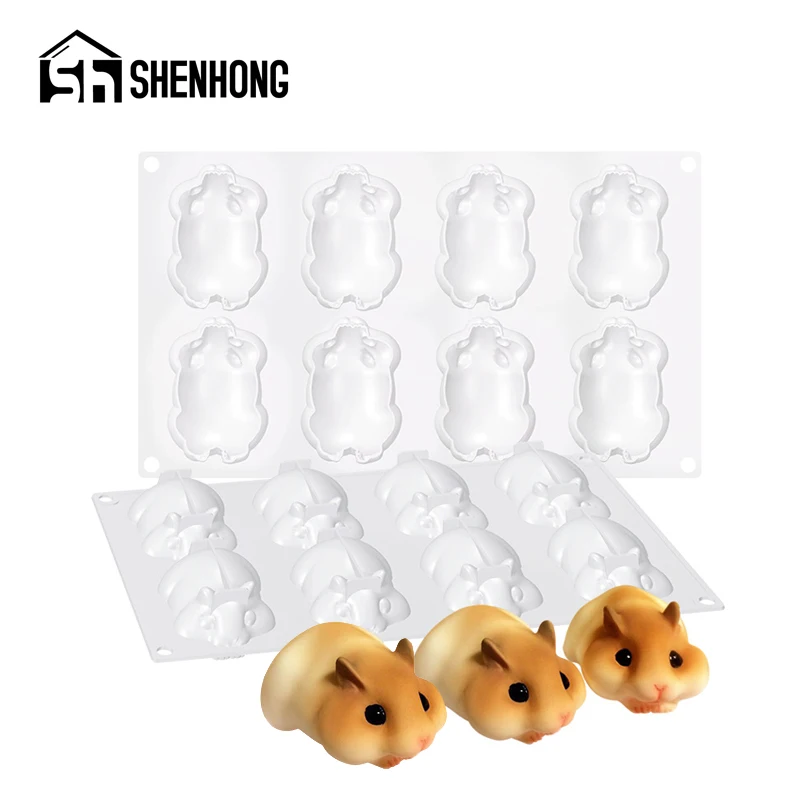 

SHENHONG 8 Cavity Silicone Cake Mold Rat Shape Mousse Dessert Mould Mouse Muffin Pastry Pan Baking Tools Sweety Decorating Tray