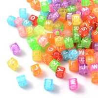 100pcslot mixed square letter acrylic beads transparent alphabet cube loose beads for jewelry making diy bracelet necklace