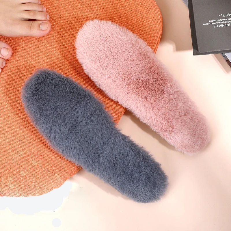 1 Pair Thicken Thermal Insoles Imitation Rabbit Hair Light Breathable Sole Shoes Pad Men Women Warm Soft Insole Warm