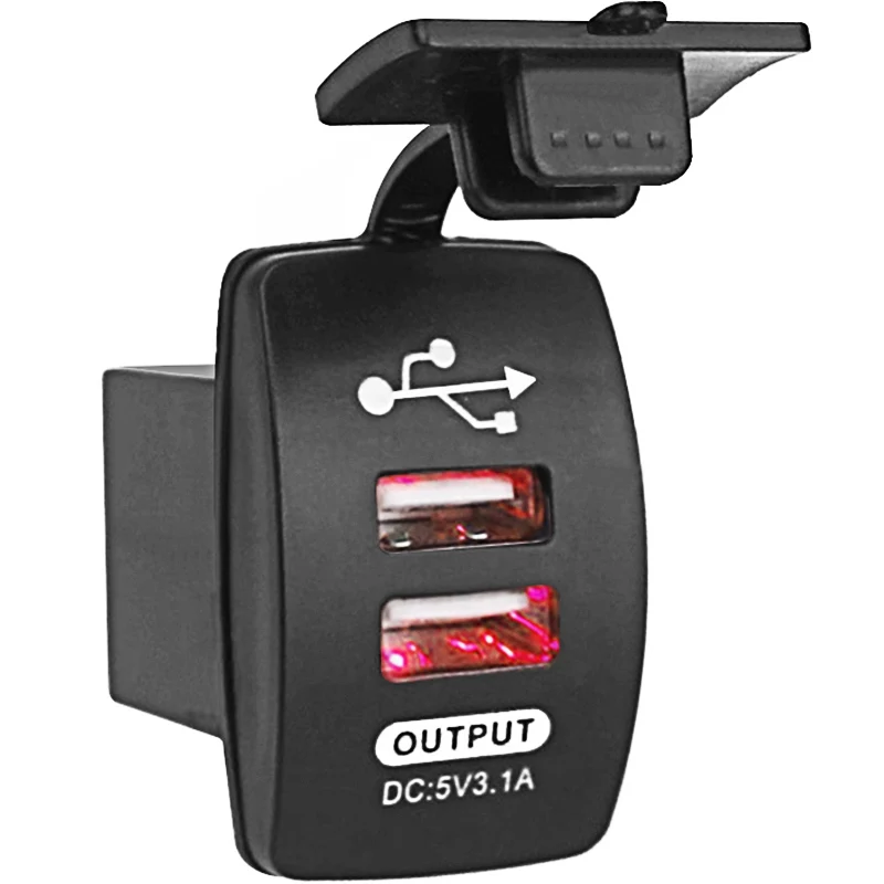12 V-24 V Мини двойной микро порт USB разъем Автомобиль Мотоцикл гнездо для автомобильного прикуривателя 5V 3.1A автомобиля Зарядное устройство с Водонепроницаемый Панель