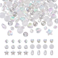 600pcs transparent ab acrylic beads mixed shapes rainbow water drop geometric heart star diy jewelry bracelet necklace making