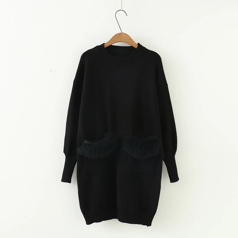 Women Knitted Long Sweater Solid Black Yellow Female Pullover 2019 High Quality Femme Sweaters | Женская одежда