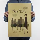 AIMEER Нью-Йорк раннее утроПростой ТворческийРетропостер из крафт-бумагидекоративная живопись 51x35,5 см