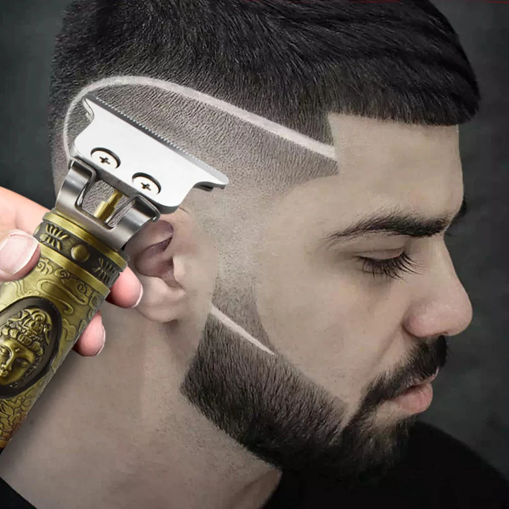 

Men Powerful Vintage T-Blade Electric Bald Head Hair Clipper Home Travel Barber Cordless Rechargeable Trimmer Close Cutting