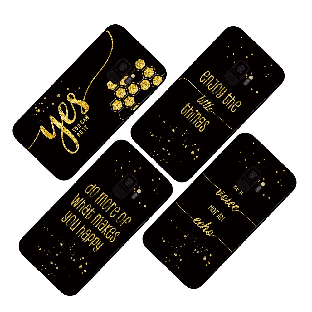 Text Art Gold Words cases For Samsung Galaxy S10 S8 S9 Plus S7 S6 edge Note 8 9 10 Pro Lite cover | Мобильные телефоны и