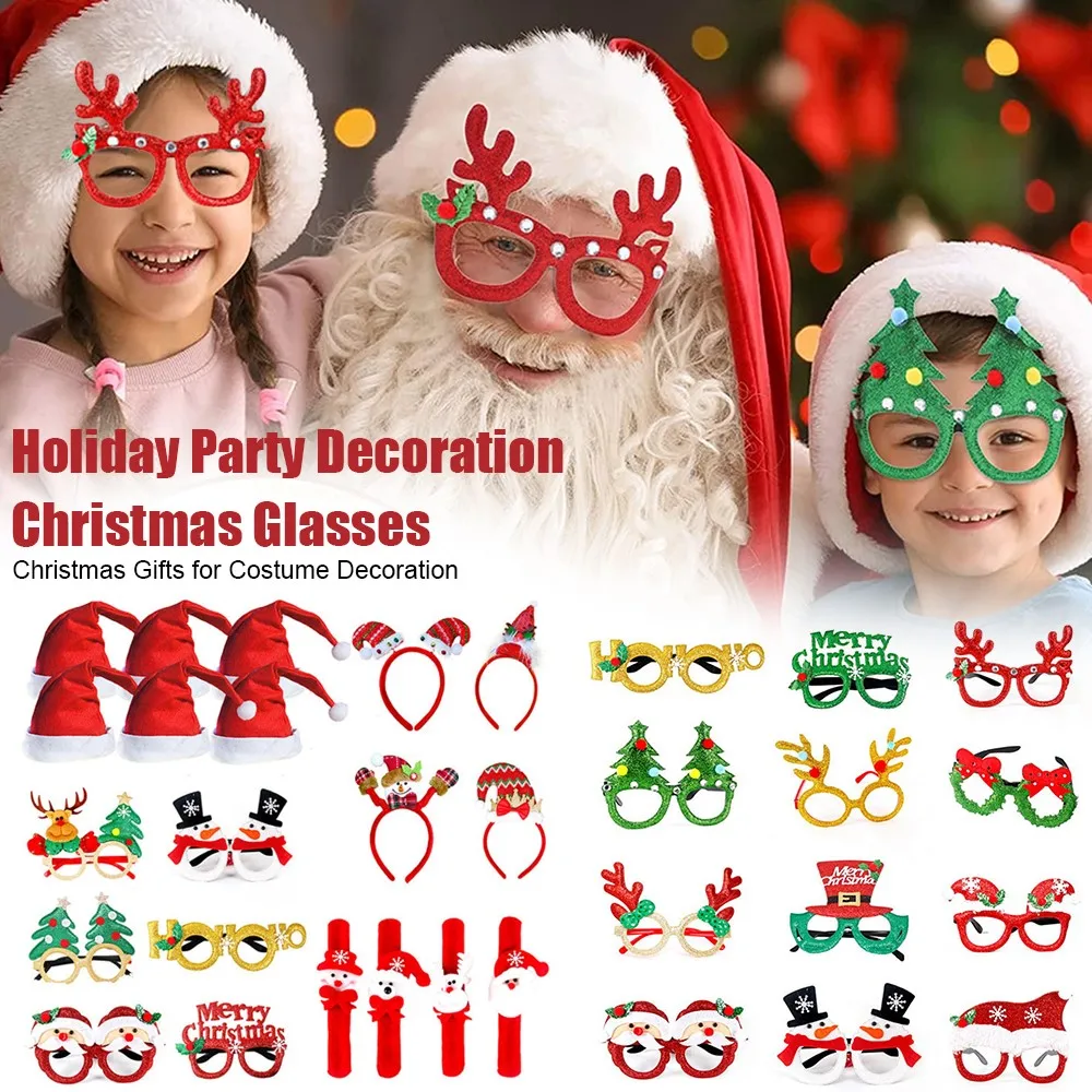 

Santa Claus Xmas Tree Elk Glasses Frame Merry Christmas Glasses Photo Prop Christmas Decorations New Year Navidad Kids Gifts