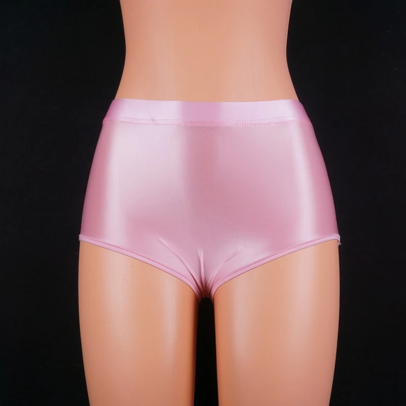 New Sexy Satin Smooth Opaque Bikini Bottoms Womens Bright Tights Sexy Silk Oil Glossy Japanese High Waisted Shorts Bathing Suit