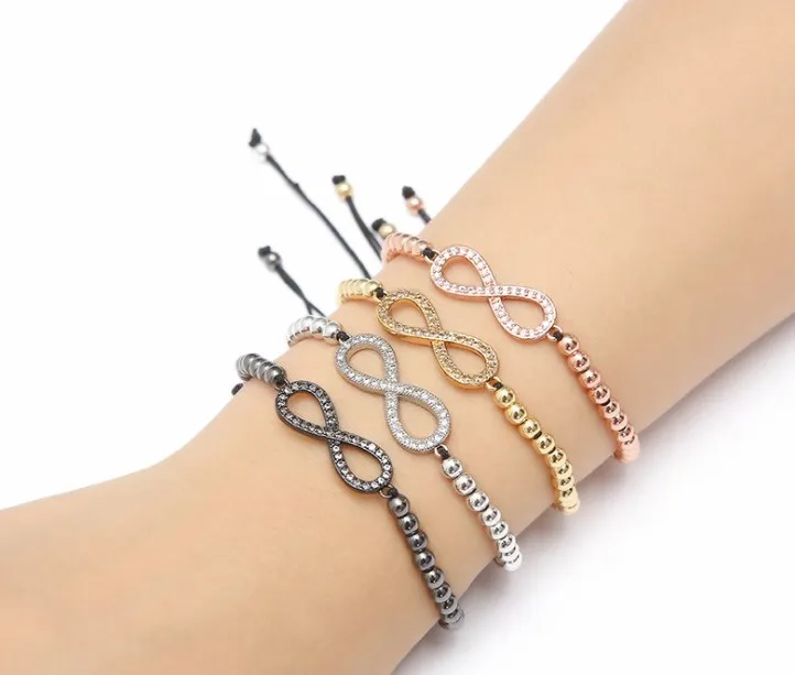 

Золотой Серебряный микро проложить cz кубический цирконий Веревка Регулируемый браслет из медного бисера yfg3 восемь Шарм плетеные браслеты ...