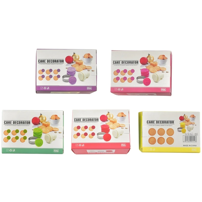 

6Pcs/set Mid-autumn Festival Round Flower Mooncake Mold DIY Cake Decor Hand Pressure Fondant Moon Cake Decorating Tools