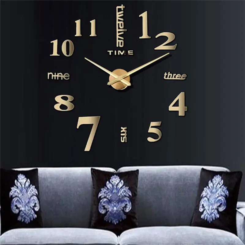 Акриловые зеркальные настенные часы большие креативные 3d-часы сделай сам с