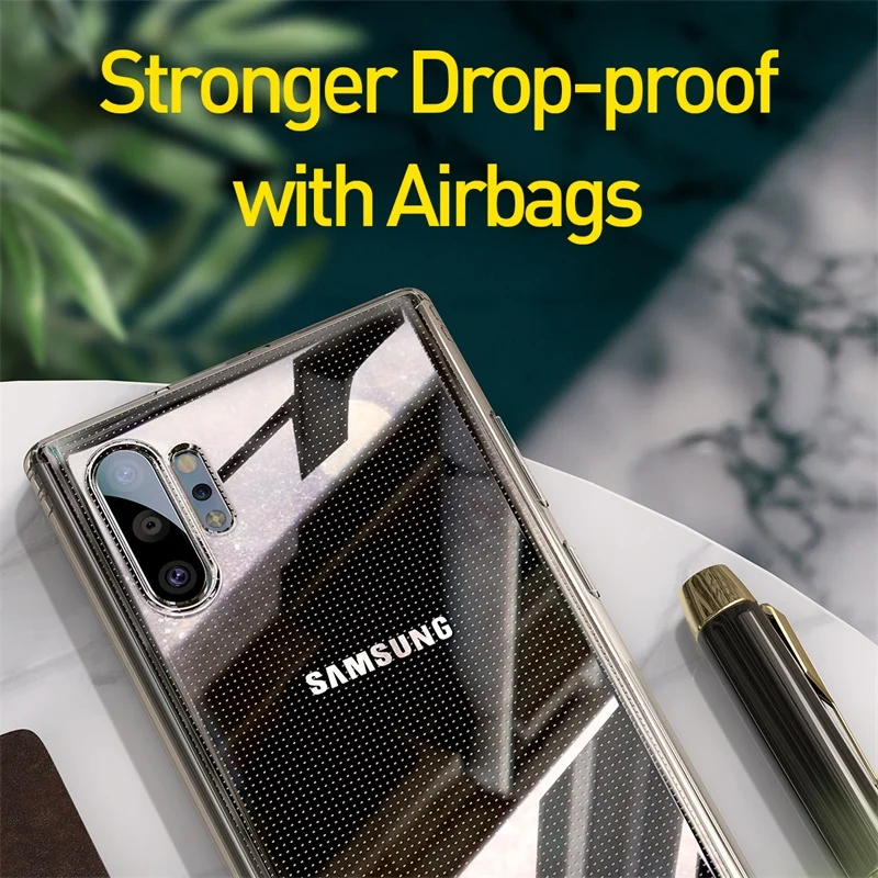 Baseus Transparent TPU Shockproof Phone Case For Samsung Galaxy Note10 Plus Anti-fall Protection Shell Ultrathin Soft |