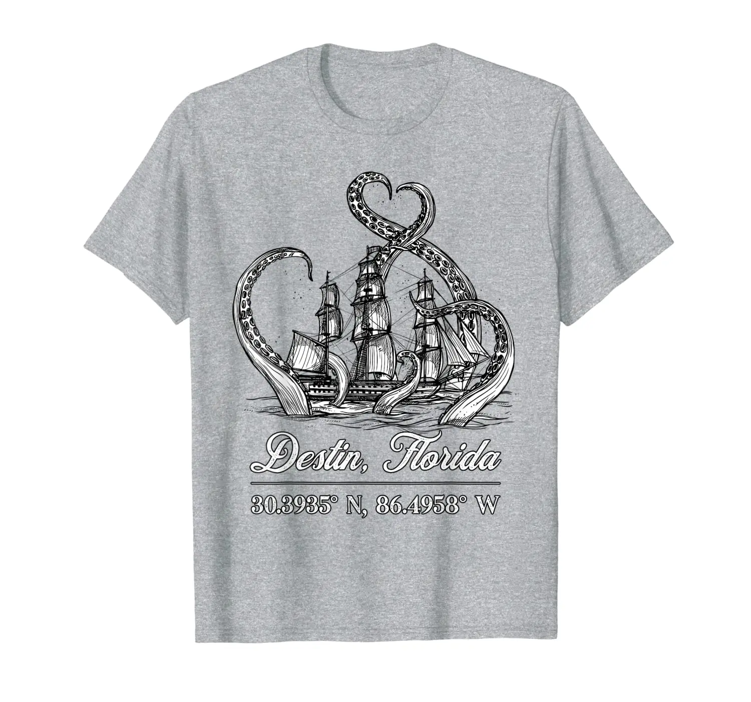 

Destin, Florida Nautical Coordinates Boat Octopus T-Shirt