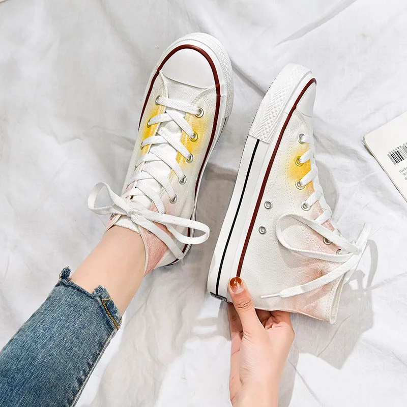 Сезон 2019 г. женская обувь на нескользящей подошве градиентного цвета Высокая