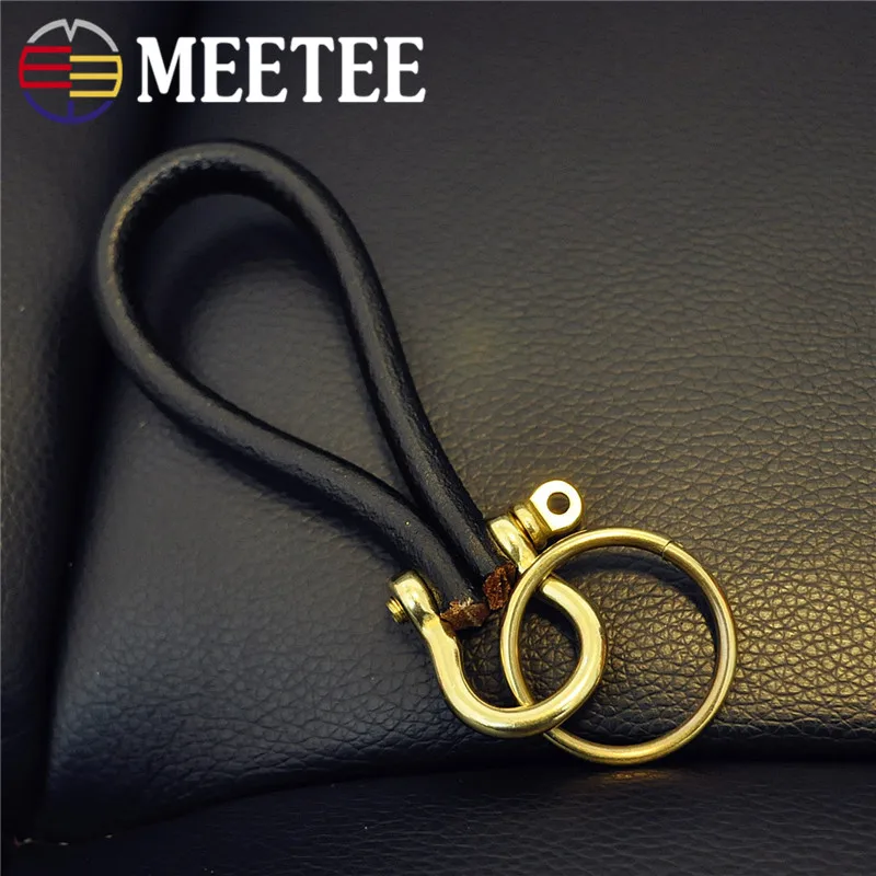 MEETEE Ретро кожа ручная работа латунная воловья D Скоба кольцо в виде застежки