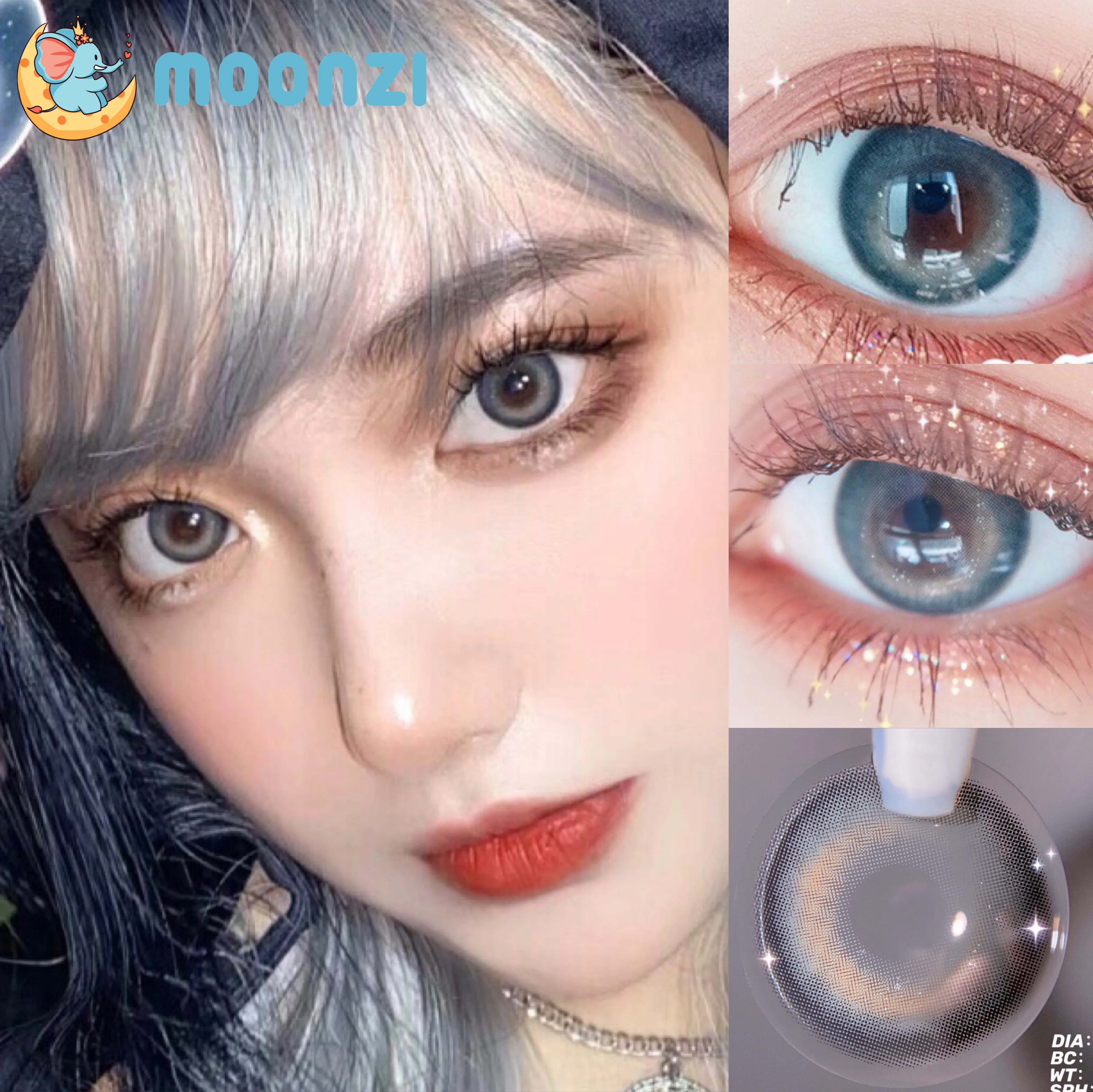 Контактные линзы MOONZI в форме серого золотого порошка цветные контактные для
