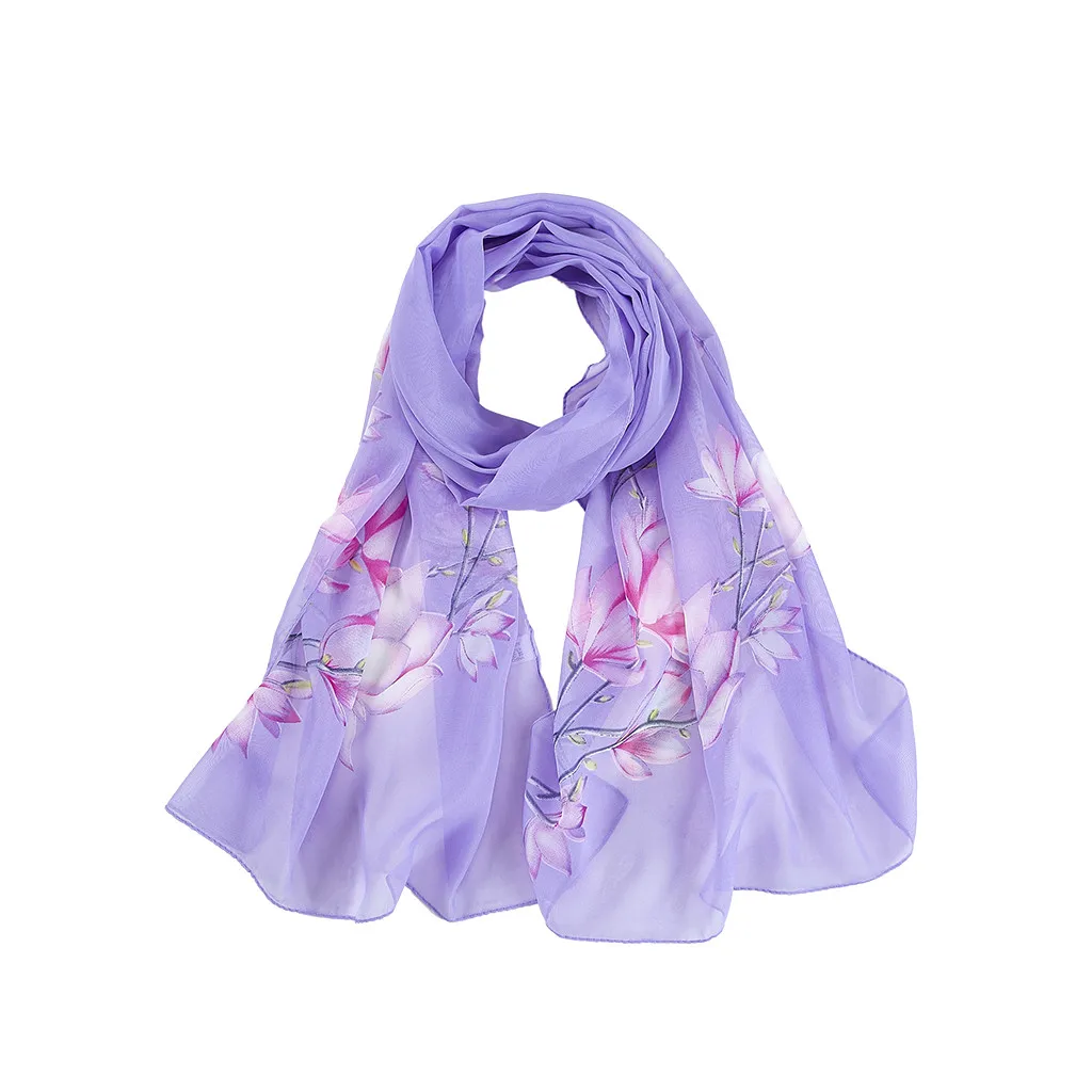 Модный женский шифоновый Длинный мягкий шарф с принтом длинный пляжный шаль