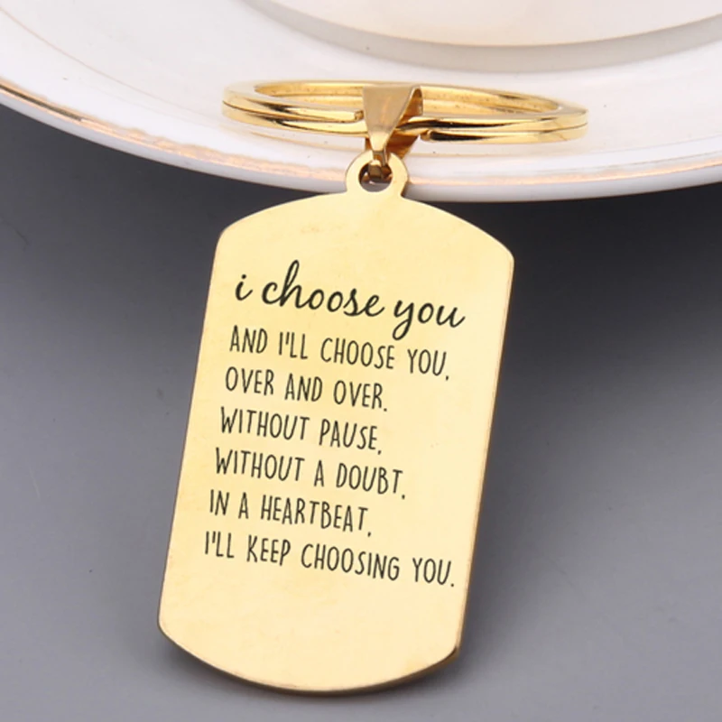 Горячий различный стиль пара брелок с гравировкой я бы выбрать вас элегантный