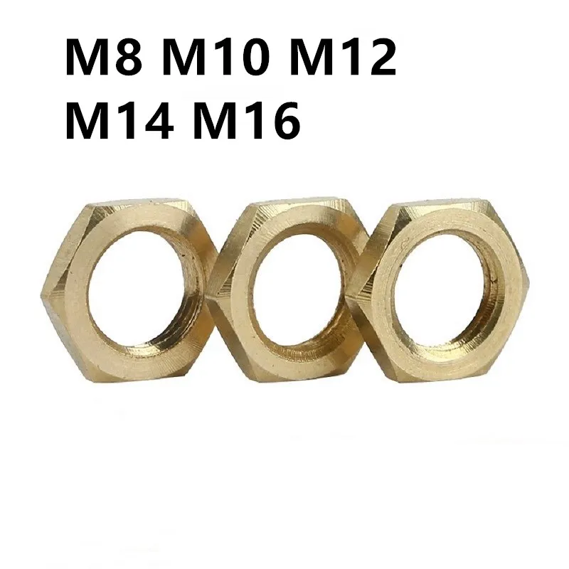 

50/20/10 шт. M8 M10 M12 M14 M16 GB808 медь шестигранные тонкие гайки мелкая резьба гайка блокировочная втулка