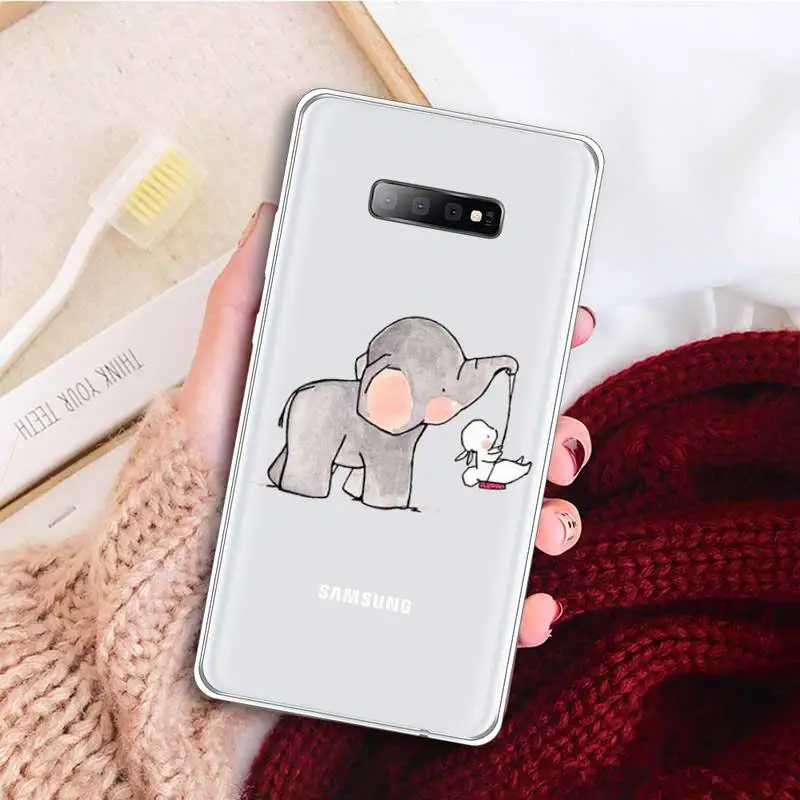 

Elephant cute animal cartoon Phone Case Transparent for samsung A 21s 71 S 8 9 20 note 10 20 ultra plus