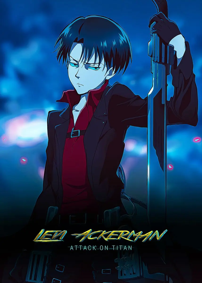 Плакат в стиле вейпорвейв Эрен джаджер/Микаса из аниме атака на Титанов 80-х годов