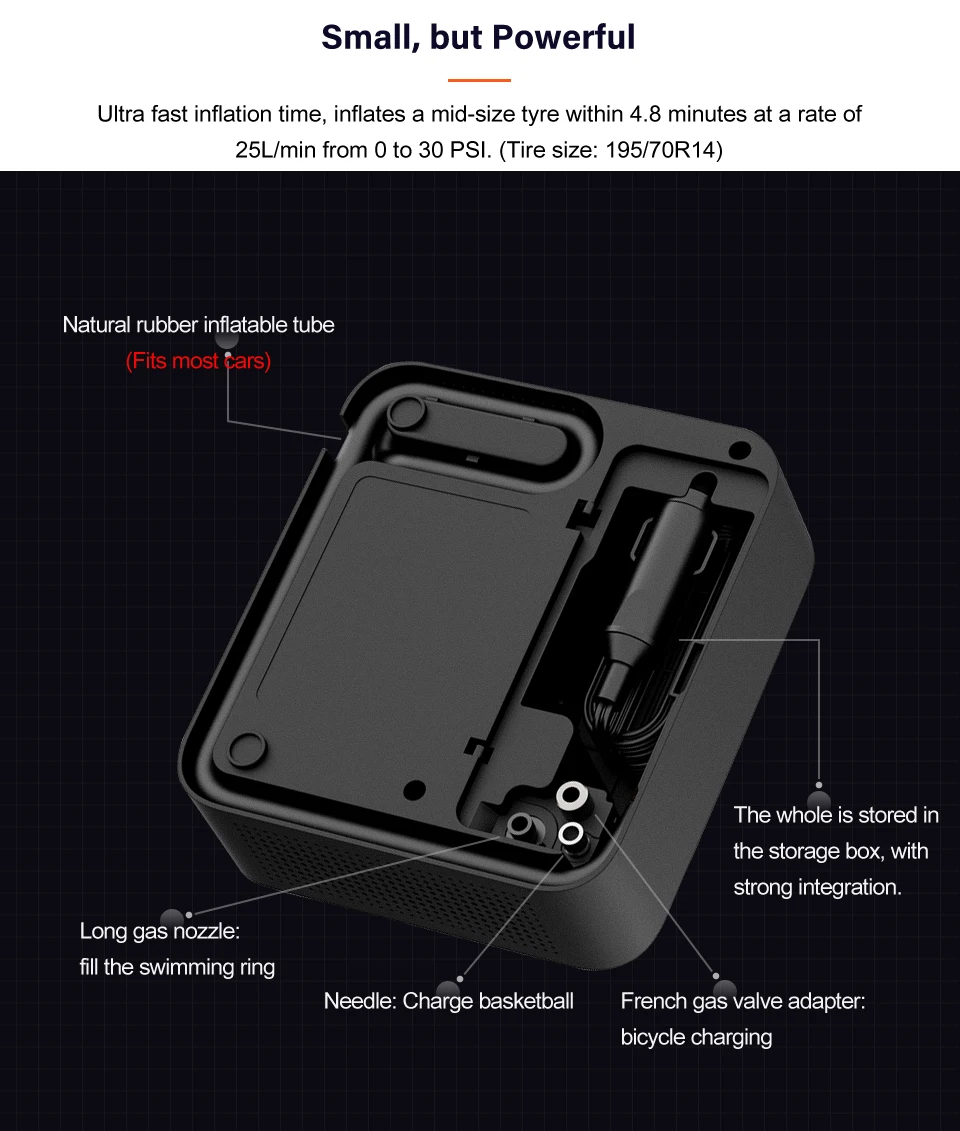 Comprar Xiaomi 70mai-compresor De Aire Para Coche Lite, Inflador Digital De Neumáticos, Bomba De Aire Eléctrica Portátil Para Motocicletas Y Bicicletas