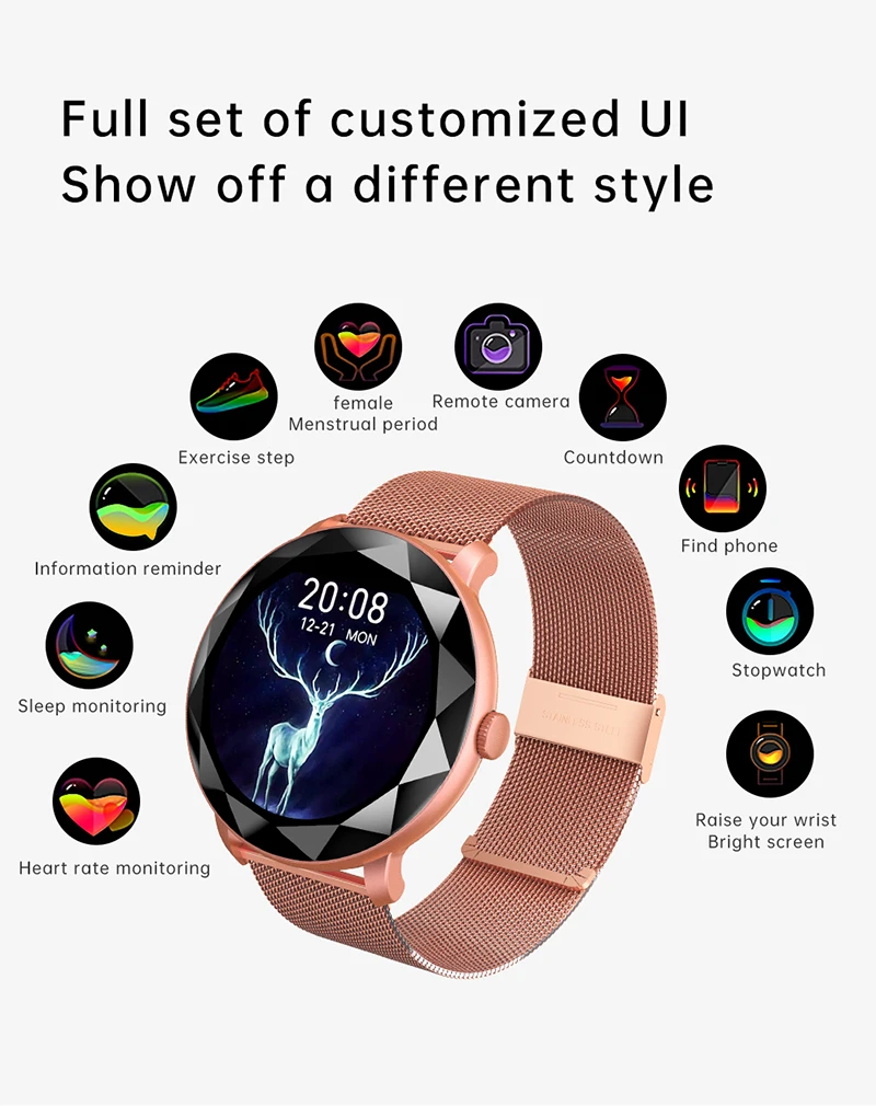 

Smart Watch Round Sports Waterproof Smartwatch Men Women Fitness Tracker Blood Pressure Monitor SmartWatch Clock fo Xiaomi YH8